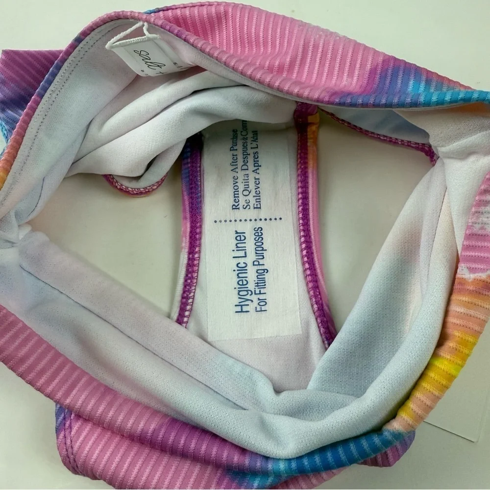 Salt + Cove Bikini Bottom Junior Size XS Pink Multi Hazy Pattern Swim Ribbed NWT